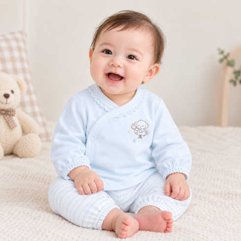 JESMARY - Soft Double-Layer Cotton Newborn Shirt in Gentle Colors for Light Warmth