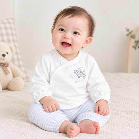 JESMARY - Light Blue Newborn Set with Cute Bear Print, Comfortable and Adorable for Babies