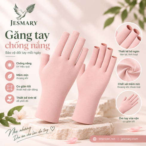 JESMARY -  Bảo Vệ Đôi Tay Thợ Nail Chuyên Nghiệp Với Bao Tay Thêu Logo JESMARY