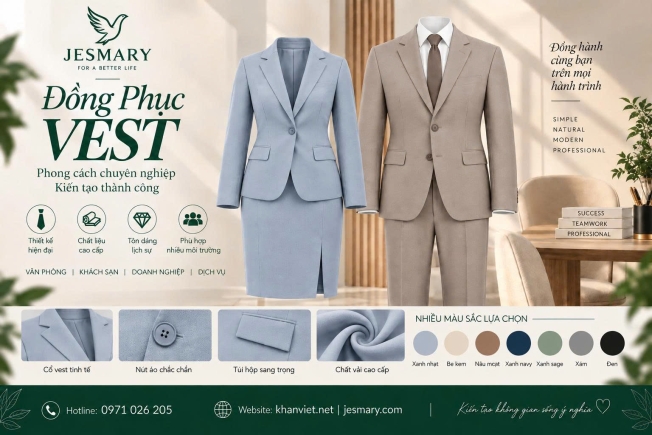 JESMARY - Xưởng Sản Xuất Đồng Phục Áo Vest & Âu Phục Chuyên Nghiệp JESMARY: Giải Pháp Kiến Tạo Vẻ Đẹp Quyền Lực Cho Doanh Nghiệp