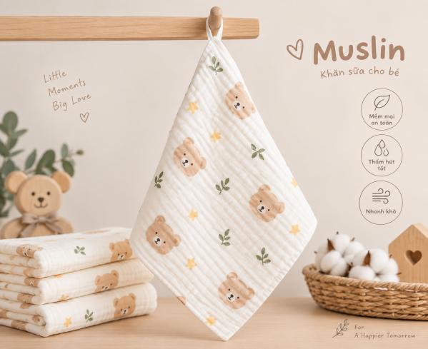 JESMARY - Khăn Sữa Muslin Gọn Nhẹ, Tiện Dụng Cho Mẹ Và Bé